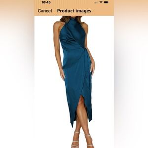 Elegant Teal Halter Dress